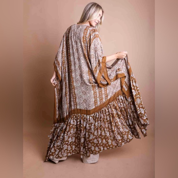 Free Flow Boho Longline Kimono - Picture 2 of 2